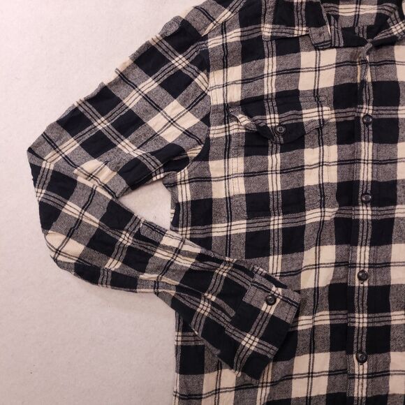 Sonoma Tartan Flannel Casual Button Up Shirt Mens Size Small S Black White - Picture 4 of 10